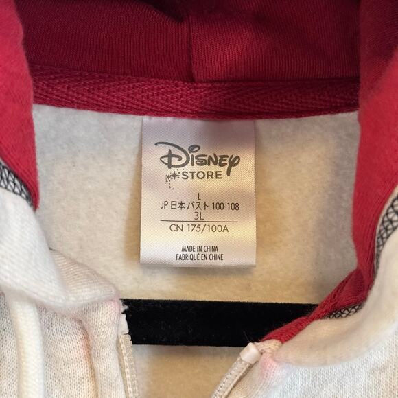 Walt Disney Mickey Mouse Hoodie Adult L White Cream Full Zip Jacket Fleece Lined - Picture 5 of 9